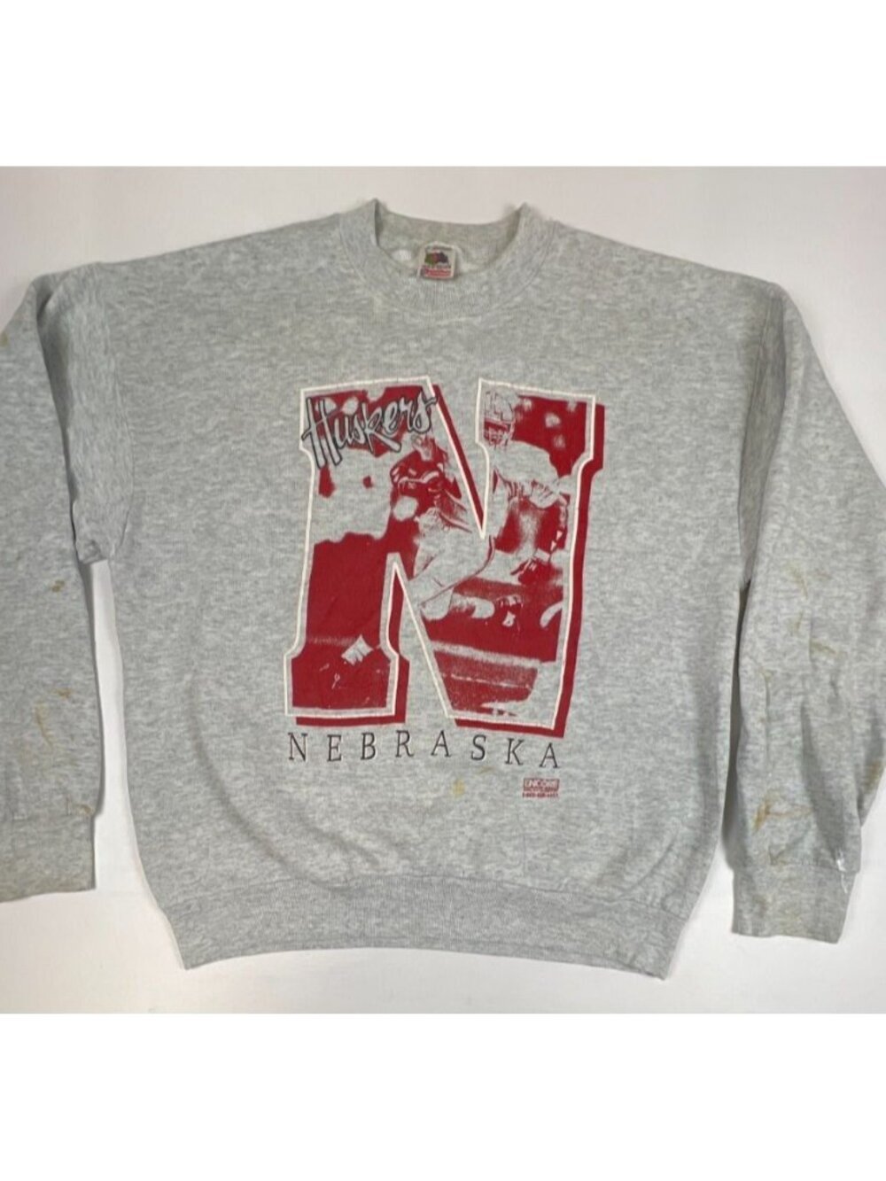 Vintage Fruit of the Loom Men L Made in USA Nebraska Huskers Gray Sweatshirt NCA